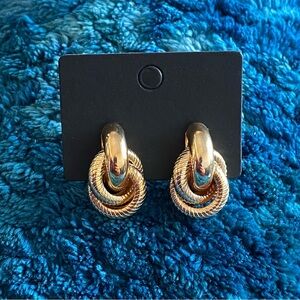 ⚜️3 for $30⚜️ Gold Tone Geometric Textured Dangle Earrings (Art Deco, Drop)